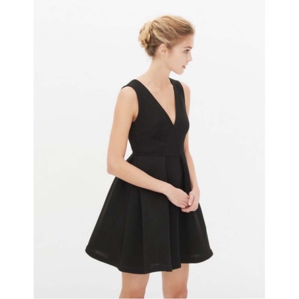 Sandro Black V-Neck Fit & Flare Mini Dress NWT